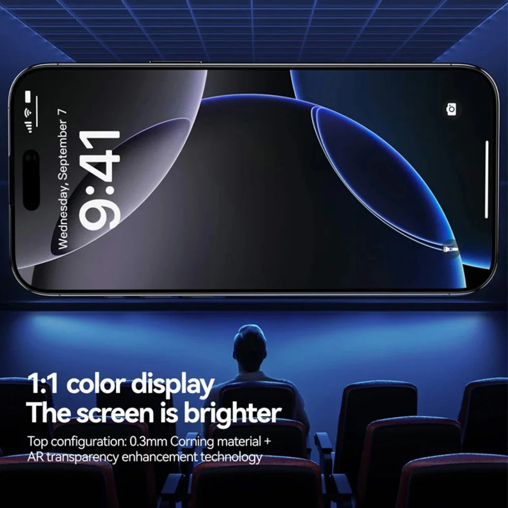 For iPhone 14 3Pcs Anti-Spy Full Screen Protector 3D Arc Edge High Aluminium-silicon Glass Film with Dust-Free Installation Tool - Black - 5