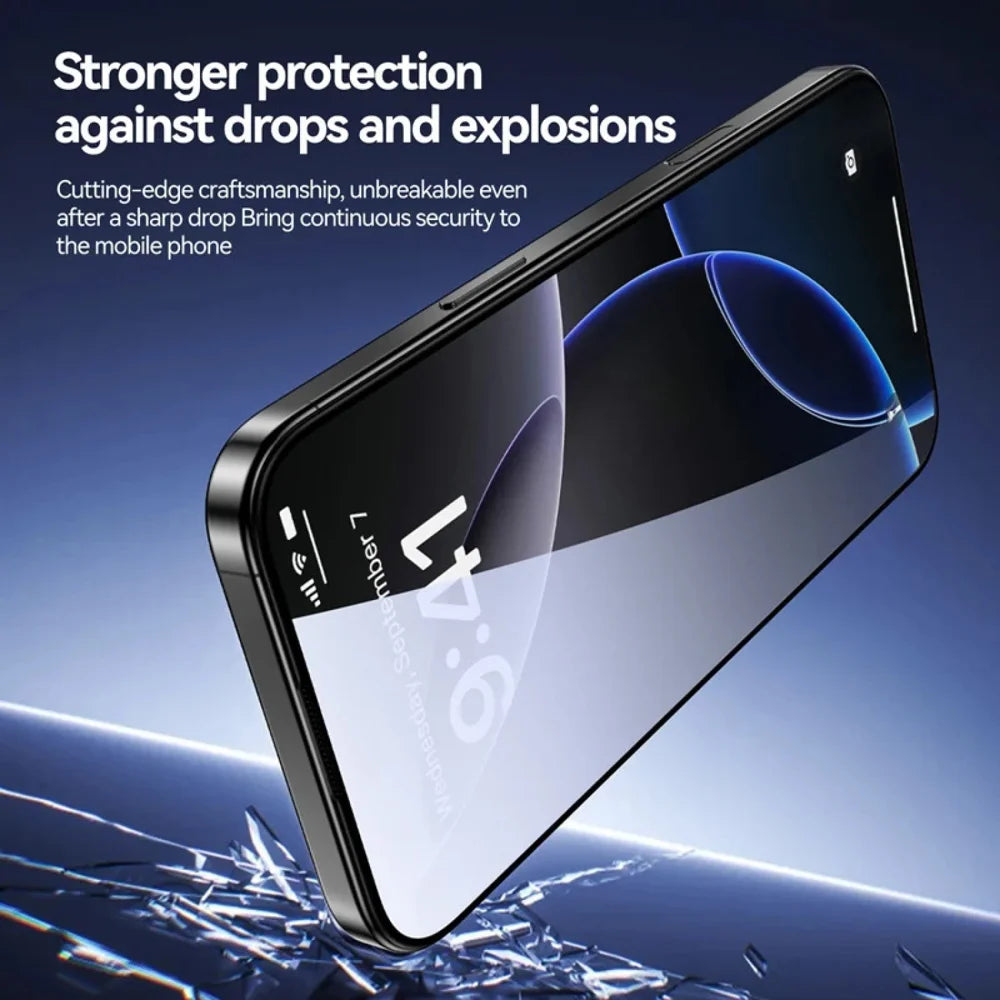 For iPhone 13 Pro 3Pcs Anti-Spy Full Screen Protector 3D Arc Edge High Aluminium-silicon Glass Film with Dust-Free Installation Tool - Black - 6