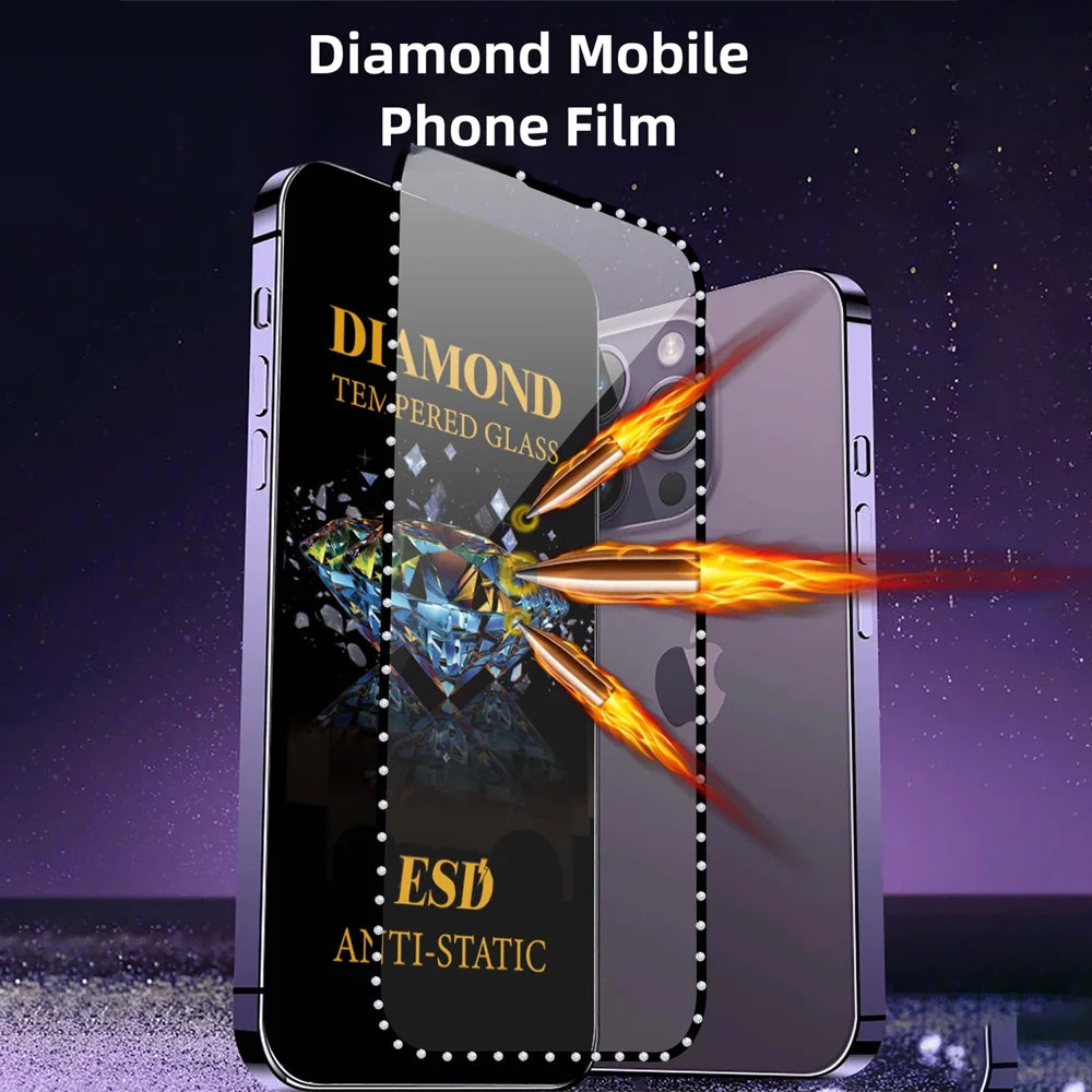 10Pcs For iPhone 18 Pro / 17 Pro Tempered Glass Diamond Silk Printing Full Screen HD Anti-Static Screen Protector - Transparent - 2