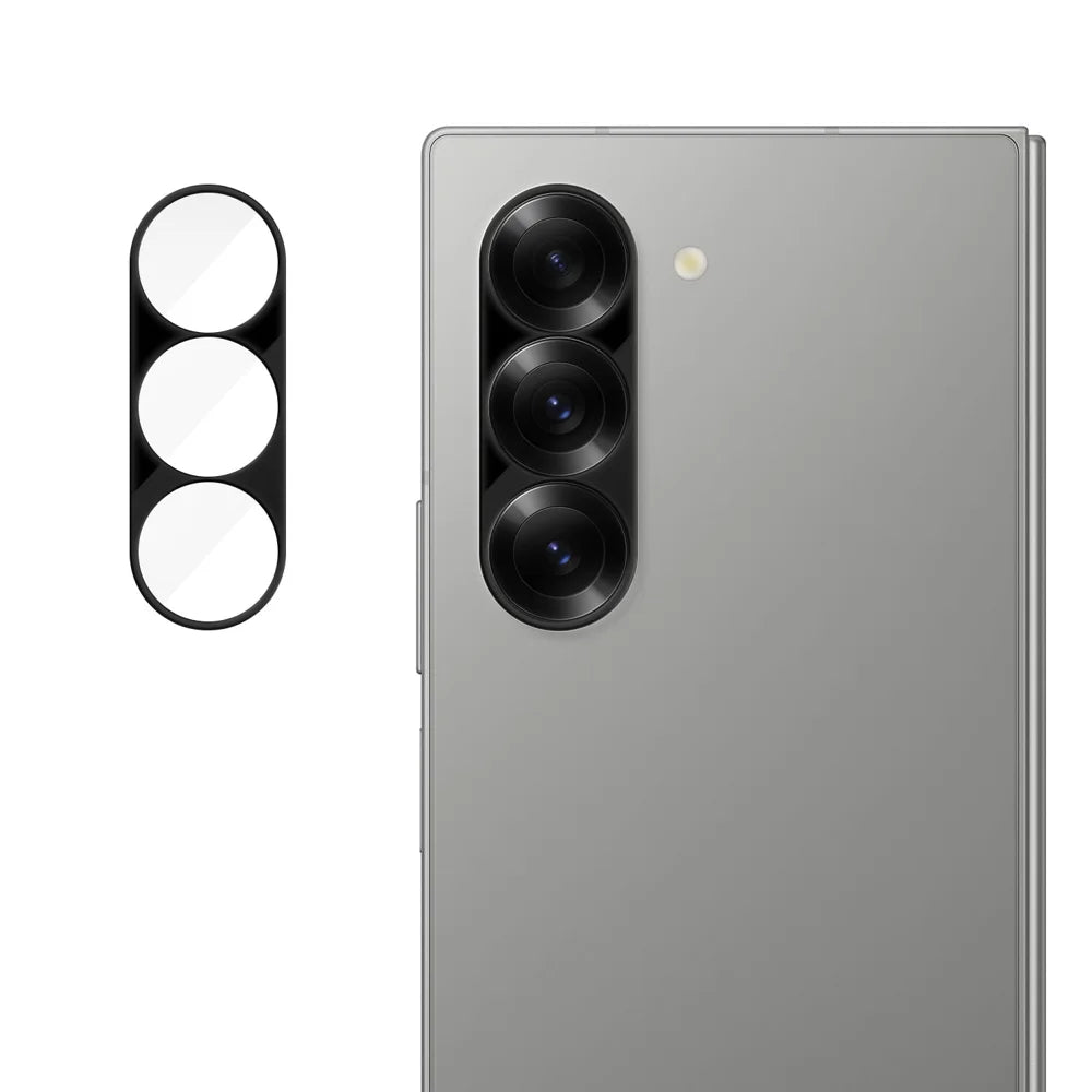 For Samsung Galaxy Z Fold6 5G Full Cover Camera Lens Protector Silk Print HD Anti Fingerprint AR Tempered Glass Lens Film - Black - 1