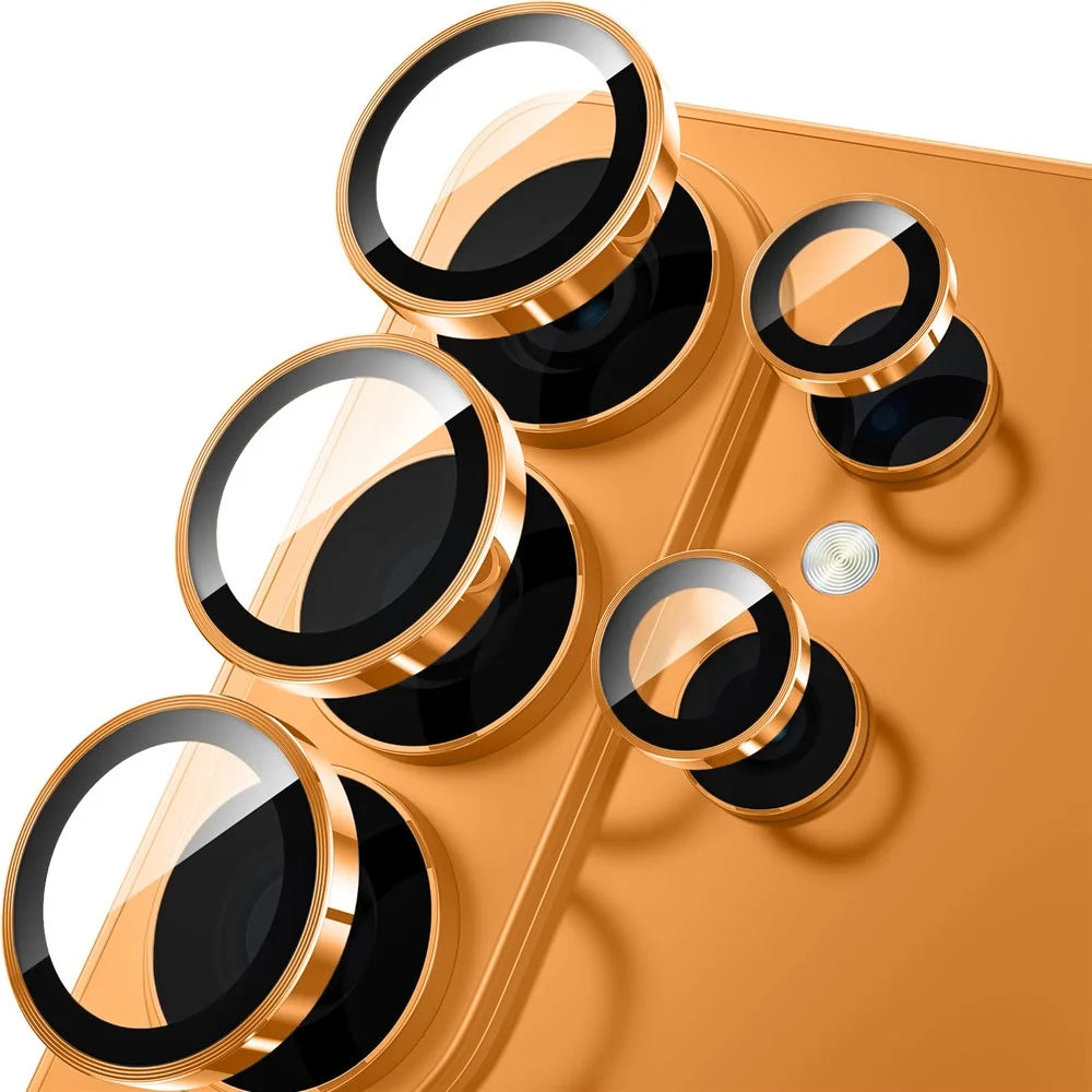 RURIHAI For Samsung Galaxy S26 Ultra Camera Lens Protector Tempered Glass Metal Ring Lens Film - Orange - 1
