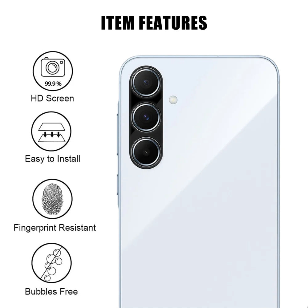 For Samsung Galaxy A35 5G Full Cover Camera Lens Protector Silk Print HD Anti Fingerprint AR Tempered Glass Lens Film - Black - 2