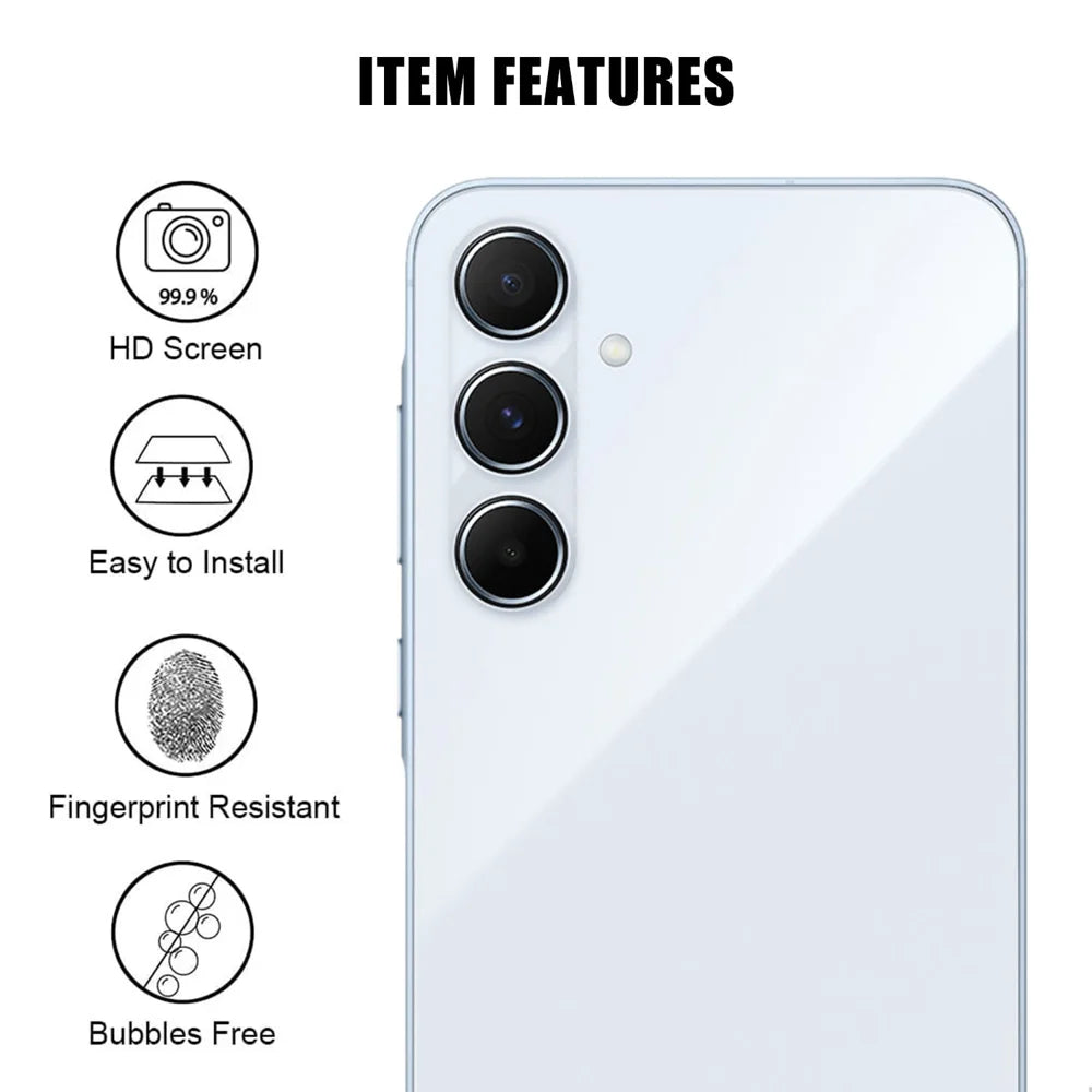 For Samsung Galaxy A55 5G Full Cover Camera Lens Protector High Definition Anti Fingerprint AR Tempered Glass Lens Film - Transparent - 2