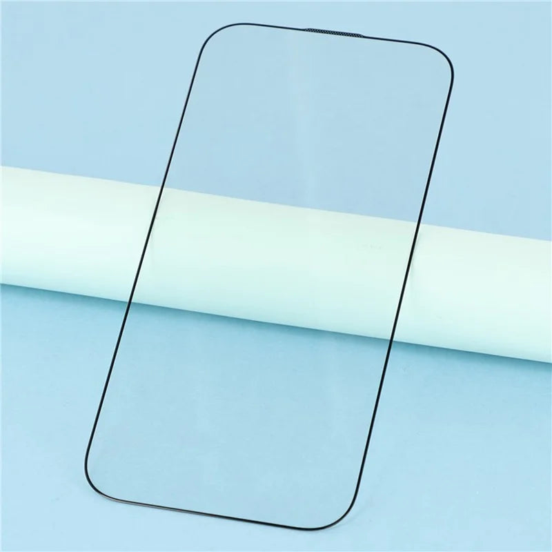 For iPhone 18 Pro / 17 Pro Full Tempered Glass Electroplated Silk-Print 0.33mm High Aluminium-Silicon Glass Screen Protector - Black - 4