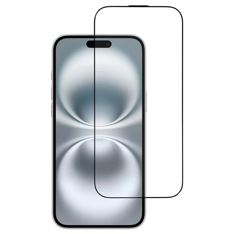 For iPhone Air Full Tempered Glass Electroplated Silk-Print 0.33mm High Aluminium-Silicon Glass Screen Protector - Black - 1