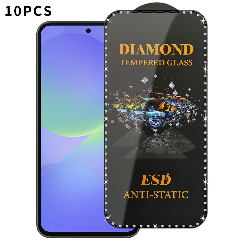 For Samsung Galaxy A37 5G 10Pcs Tempered Glass Diamond Silk Printing Full Screen HD Anti-Static Screen Protector - Transparent - 1