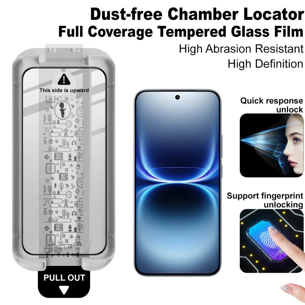 IMAK Tempered Glass For vivo iQOO 15 Ultra 5G Full Screen Protector Full Glue Film with Dust-free Installation Tool (Fingerprint Unlock) - Black - 3