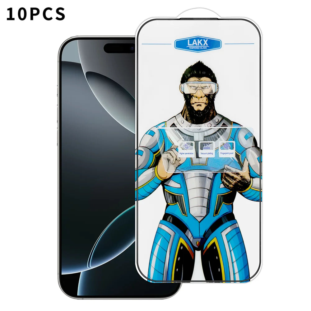 For iPhone 16 Pro Max 10Pcs High Definition Tempered Glass Anti-fingerprint Anti-static Electroplating Full Screen Protector - Transparent - 1