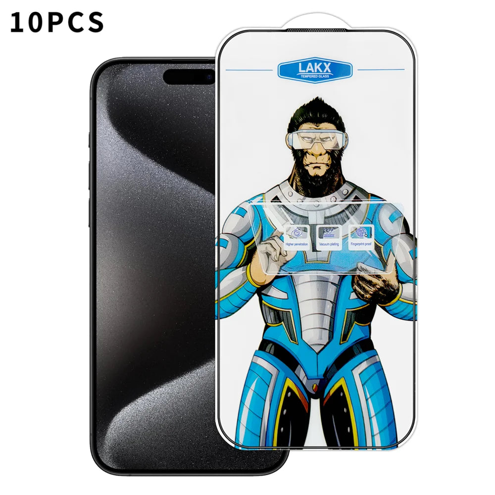For iPhone 15 Pro Max 10Pcs High Definition Tempered Glass Anti-fingerprint Anti-static Electroplating Full Screen Protector - Transparent - 1