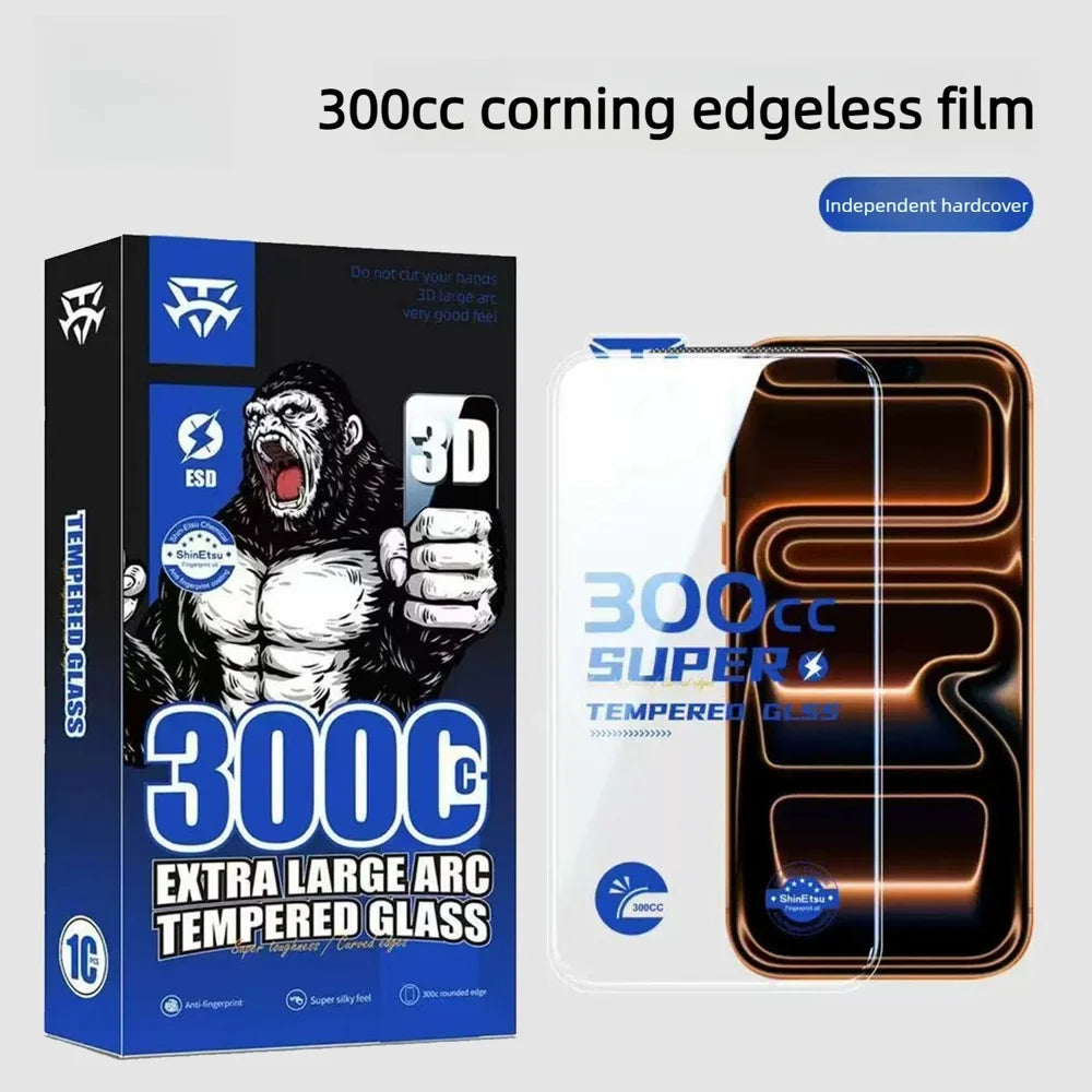 For iPhone 16 Pro Max 10Pcs Tempered Glass Film 9H+ 300CC Edgeless Anti Static HD Full Screen Protector - Transparent - 2