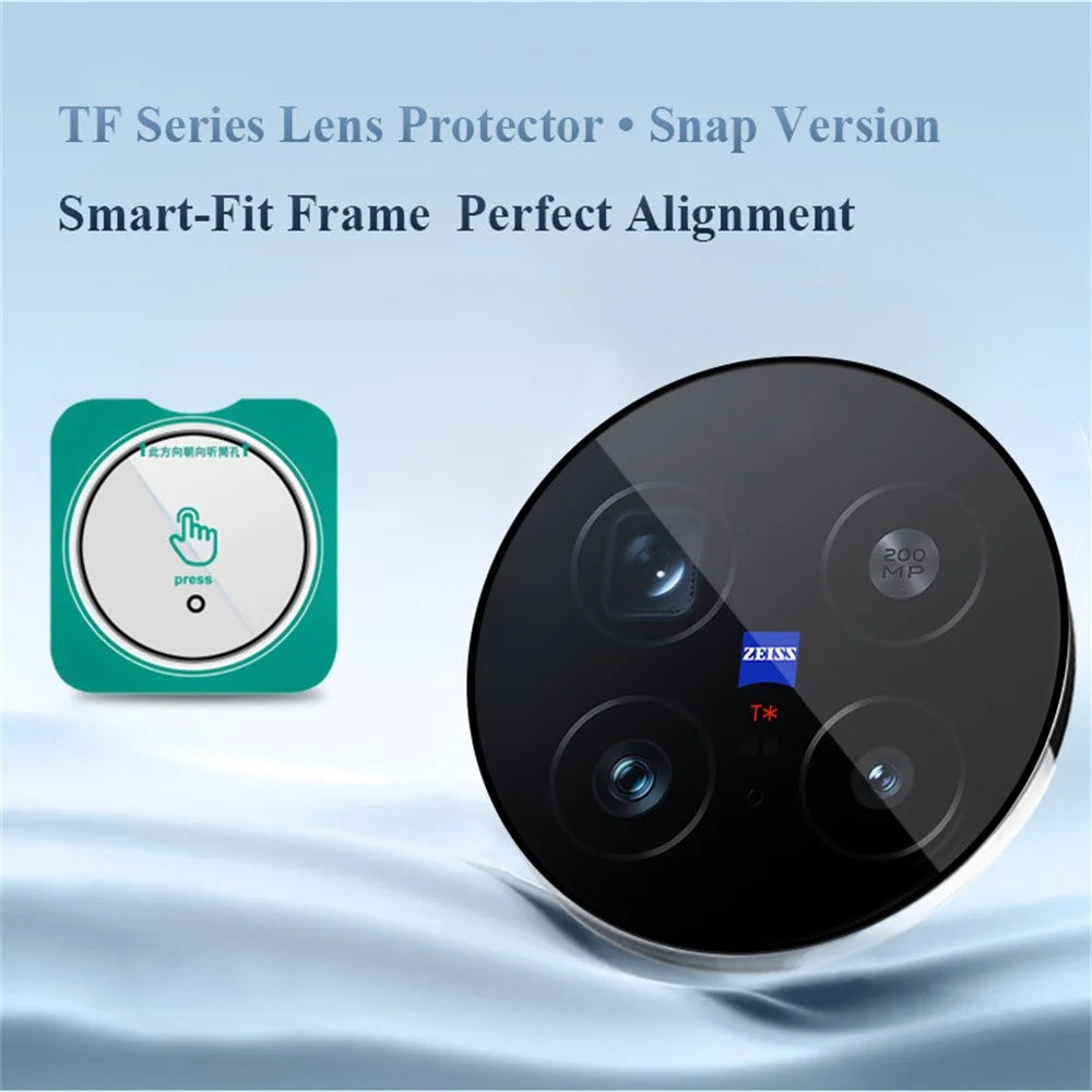 LEREACH for vivo X200 Pro 5G Camera Lens Protector Full Cover High Aluminium-silicon Glass Lens Film with Auto-Align Installation Frame - Transparent with Black Edge - 5