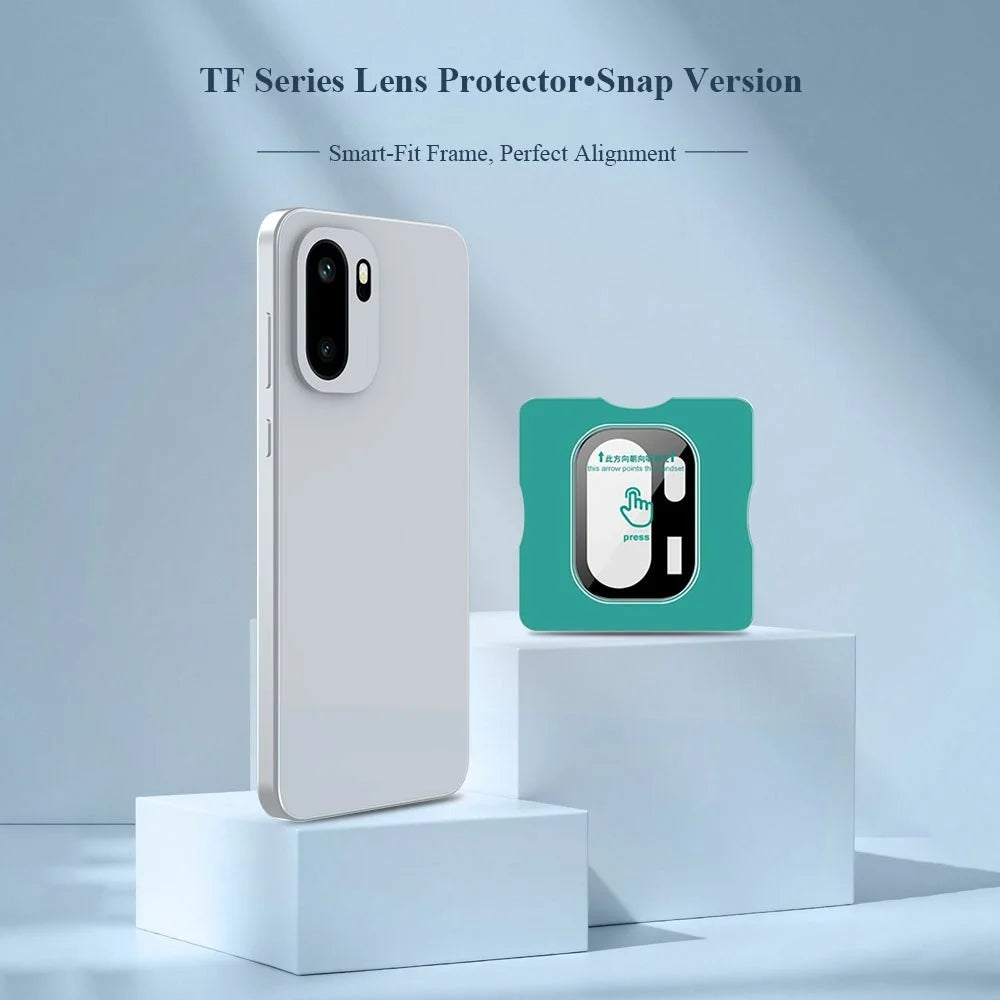 LEREACH For OnePlus Ace 6 5G Camera Lens Protector Full Cover High Aluminium-silicon Glass Lens Film with Auto-Align Installation Frame - Black - 2