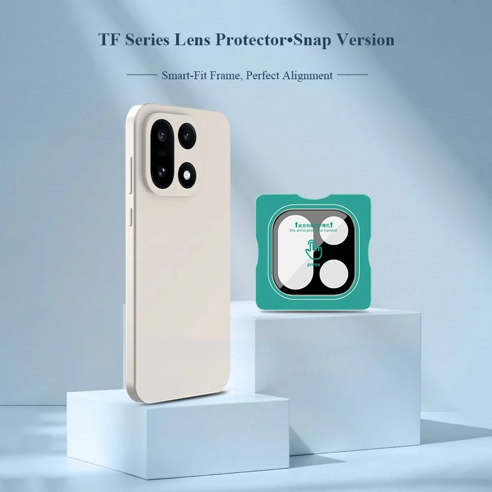LEREACH For OnePlus 15 5G Camera Lens Protector Full Cover High Aluminium-silicon Glass Lens Film with Auto-Align Installation Frame - Black - 2