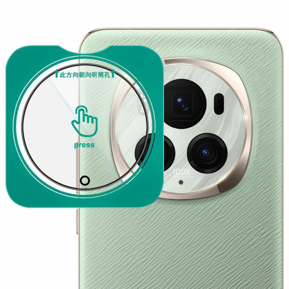 LEREACH For Honor Magic6 Pro 5G Camera Lens Protector Full Cover High Aluminium-silicon Glass Lens Film with Auto-Align Installation Frame - Transparent with Black Edge - 1