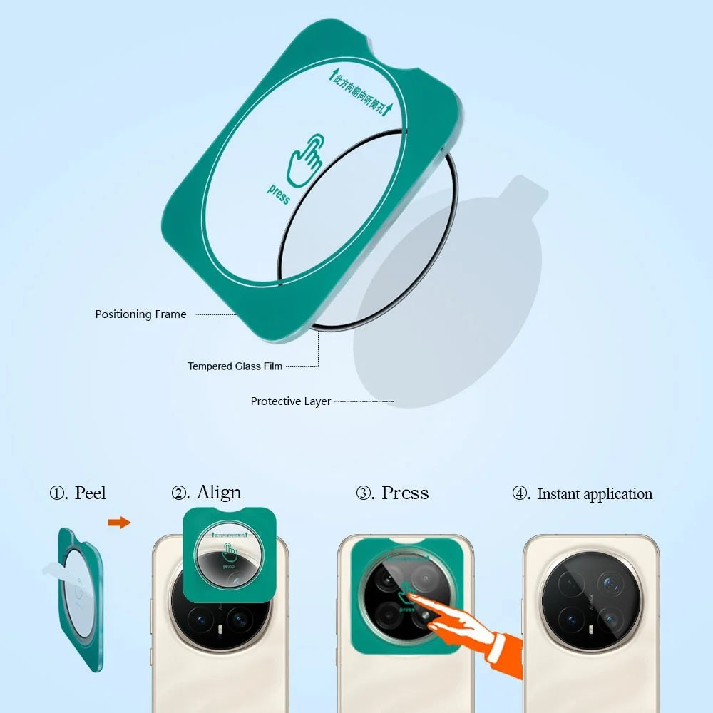 LEREACH For Honor Magic8 Pro 5G Camera Lens Protector Full Cover High Aluminium-silicon Glass Lens Film with Auto-Align Installation Frame - Transparent with Black Edge - 6