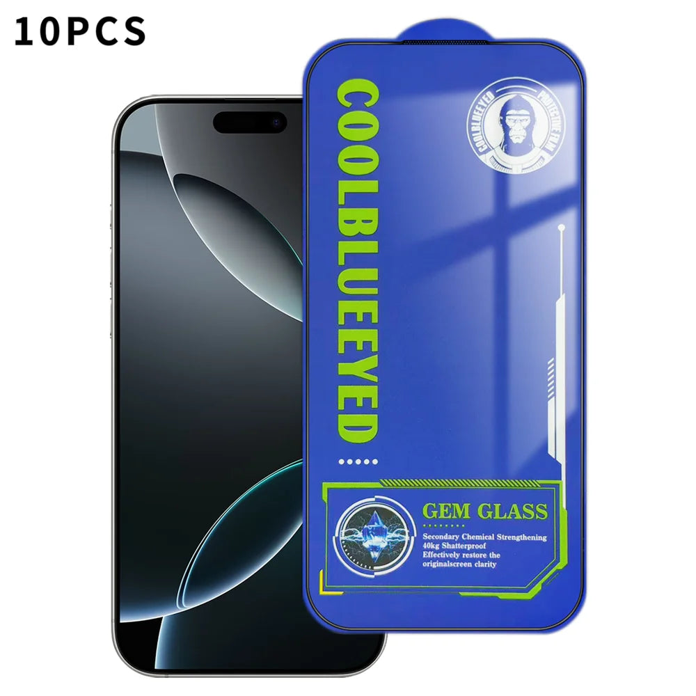 For iPhone 16 Pro 10Pcs Tempered Glass  Screen Protector 9H Diamond-Level Hardness Anti-fingerprint Film - Transparent - 1