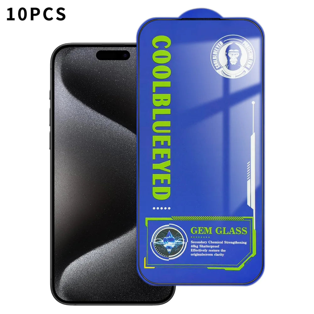 For iPhone 15 Pro 10Pcs Tempered Glass  Screen Protector 9H Diamond-Level Hardness Anti-fingerprint Film - Transparent - 1