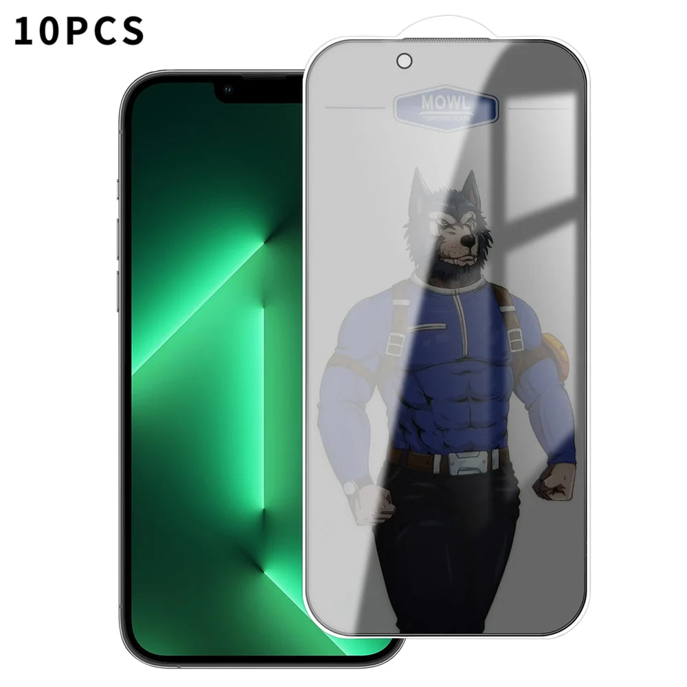 For iPhone 13 Pro 10Pcs Privacy Tempered Glass Anti-fingerprint Anti-spy Full Screen Protector - Black - 1