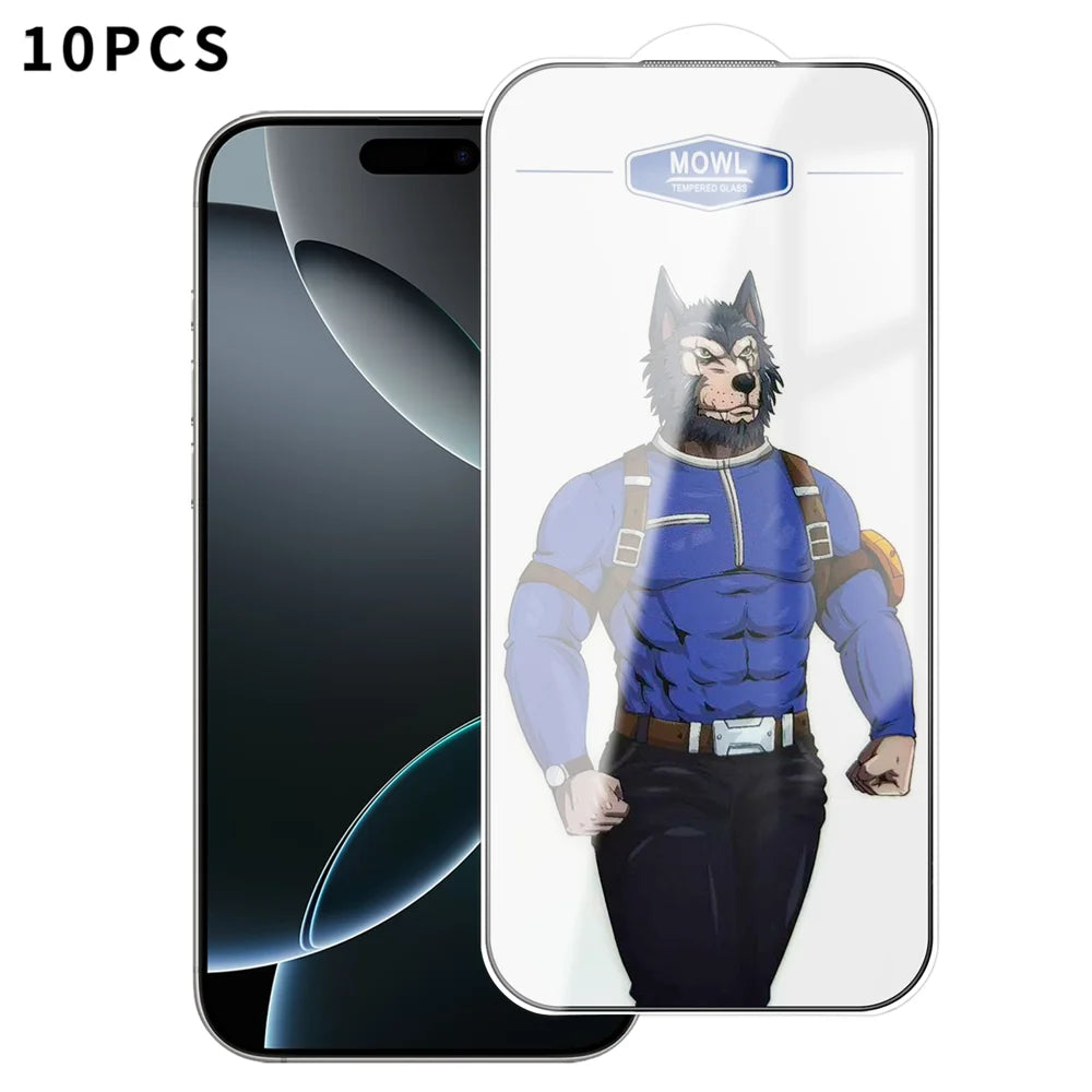 For iPhone 16 Pro Max 10Pcs HD Tempered Glass Anti-fingerprint Shatterproof Full Size Screen Protector - Transparent - 1