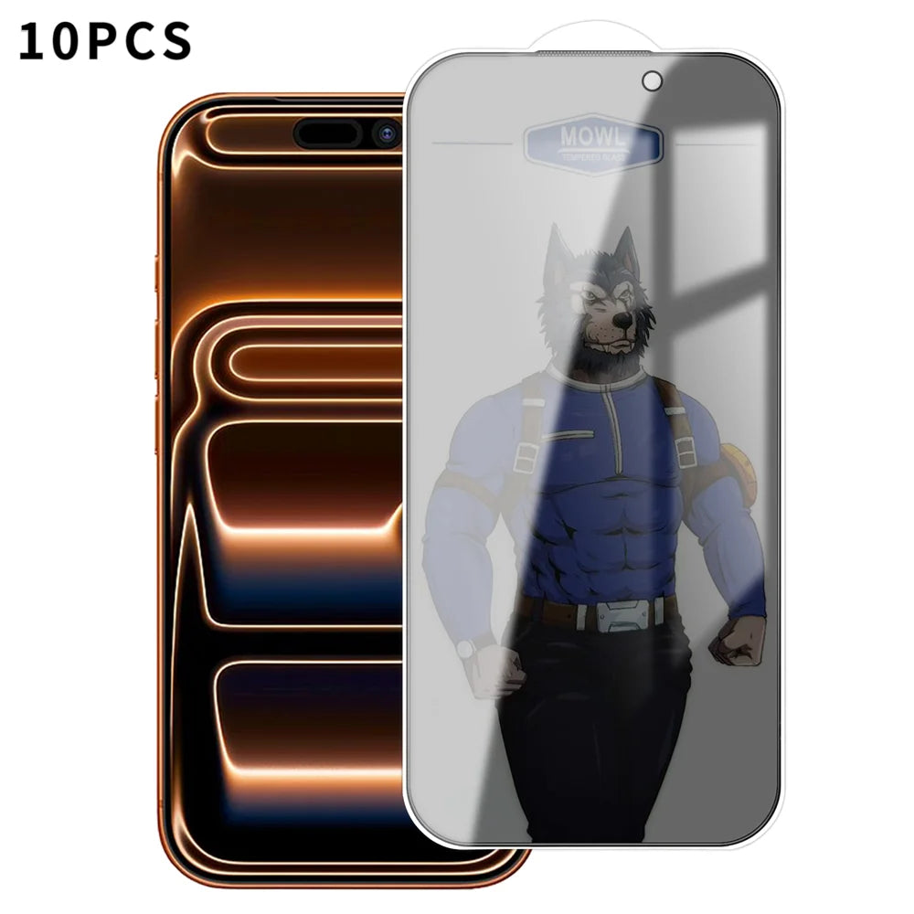 For iPhone 17 Pro 10Pcs Privacy Tempered Glass Anti-fingerprint Anti-spy Full Screen Protector - Black - 1