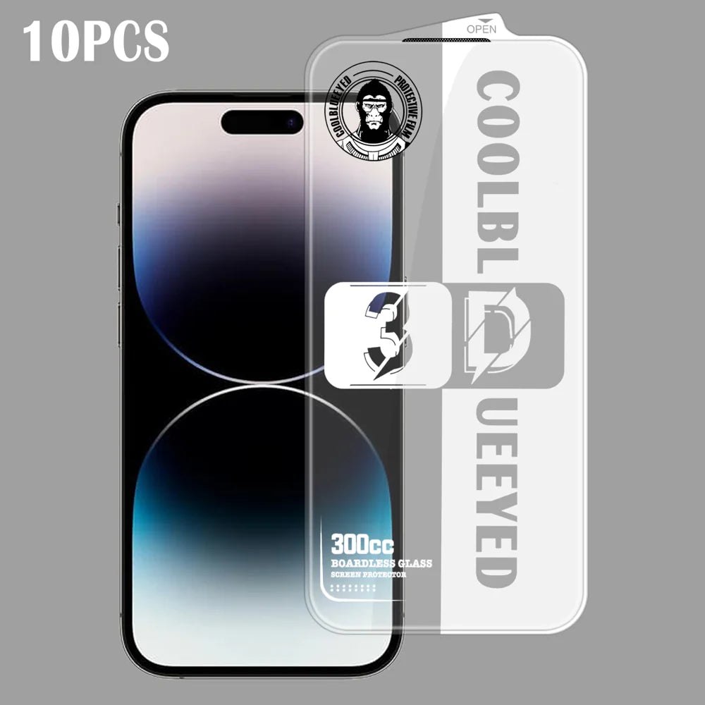 For iPhone 14 Pro 10Pcs Tempered Glass 3D Full Coverage 300CC Edgeless Anti Static Screen Protector - Transparent - 1