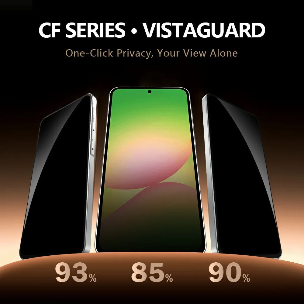 LEREACH For Samsung Galaxy S25 FE Privacy Tempered Glass Screen Protector 28° Anti-spy Full Cover Film - Black - 4