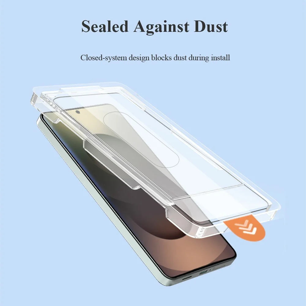 LEREACH For Samsung Galaxy S26 Tempered Glass Full Screen Protector Anti-Fingerprint Film with Dust-Free Installation Tool - Black - 5