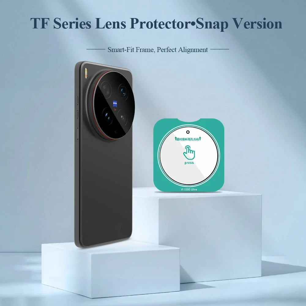 LEREACH For vivo X300s 5G Camera Lens Protector Full Cover High Aluminium-silicon Glass Lens Film with Auto-Align Installation Frame - Transparent with Black Circle - 2