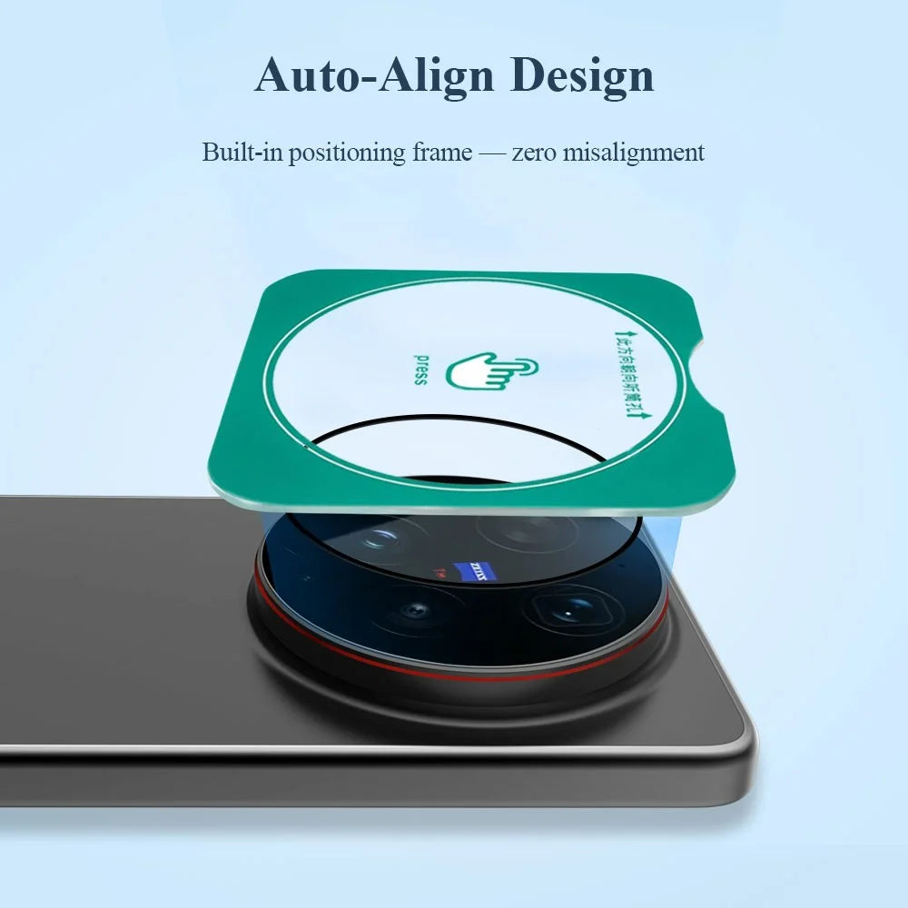 LEREACH For vivo X300s 5G Camera Lens Protector Full Cover High Aluminium-silicon Glass Lens Film with Auto-Align Installation Frame - Transparent with Black Circle - 3