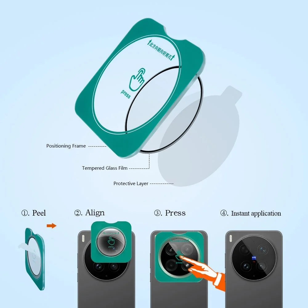 LEREACH For vivo X300s 5G Camera Lens Protector Full Cover High Aluminium-silicon Glass Lens Film with Auto-Align Installation Frame - Transparent with Black Circle - 6