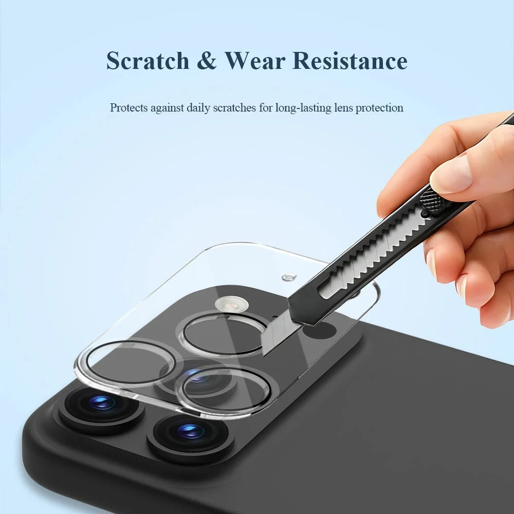 LEREACH for iPhone 17 Pro Camera Lens Protector 3D Full Coverage Tempered Glass Acrylic One-Piece Lens Film - Transparent with Black Circle - 5