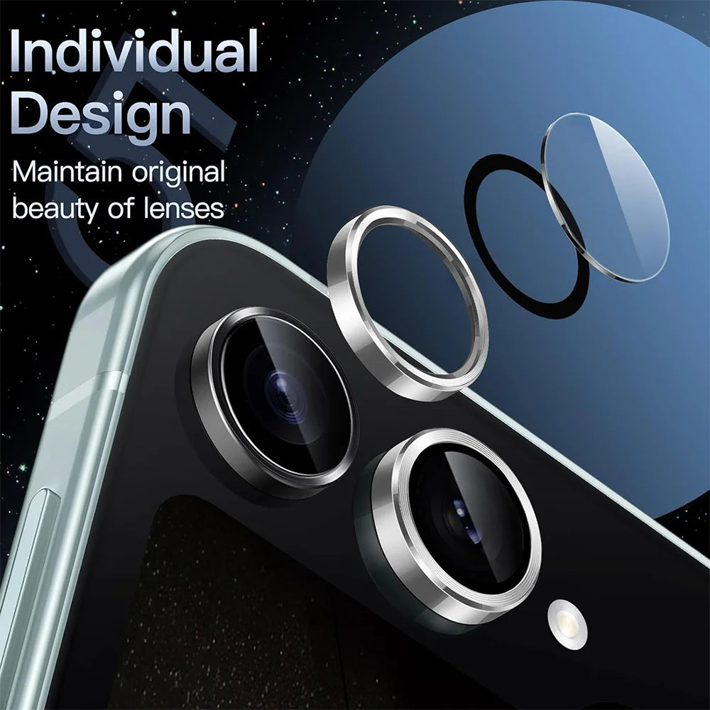 Hat Prince for Samsung Galaxy Z Flip8 Camera Lens Protector ENKAY HAT PRINCE Metal Ring Lens Film - Black - 2