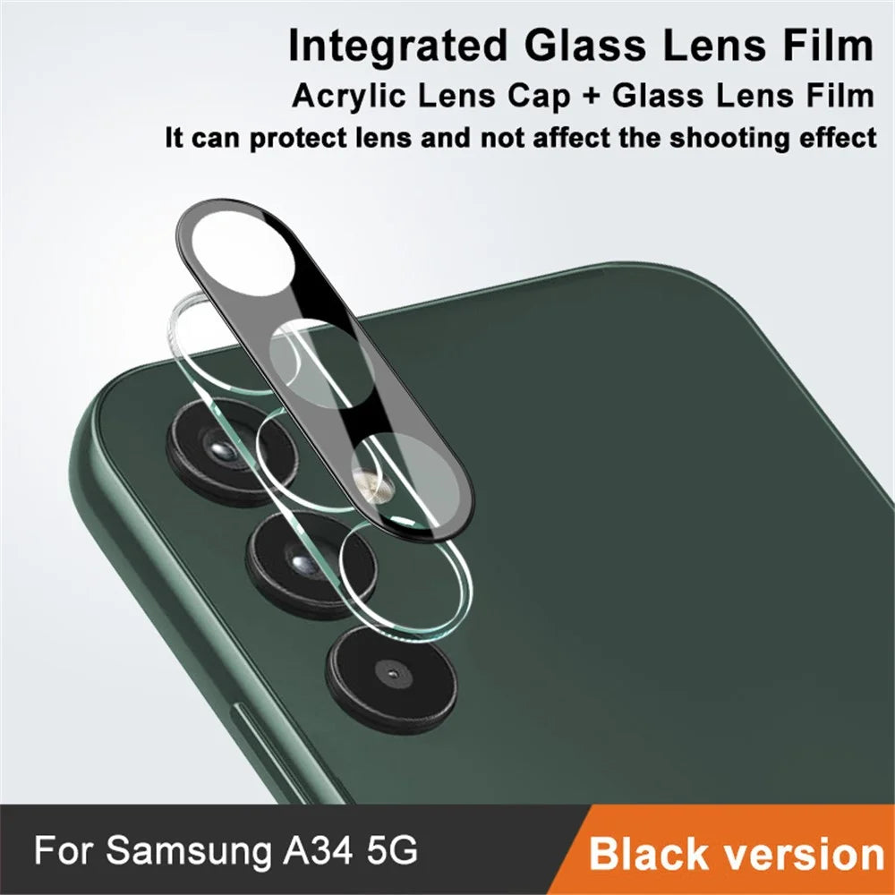 IMAK For Samsung Galaxy A34 5G Tempered Glass Lens Film + Acrylic Lens Cap HD Clear Anti-scratch Camera Lens Protector (Black Version) - 2