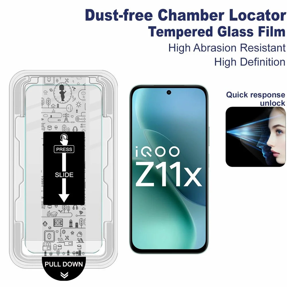 IMAK H Series For vivo iQOO Z11x 5G Tempered Glass Screen Protector Film with Dust-free Installation Tool - Transparent - 3