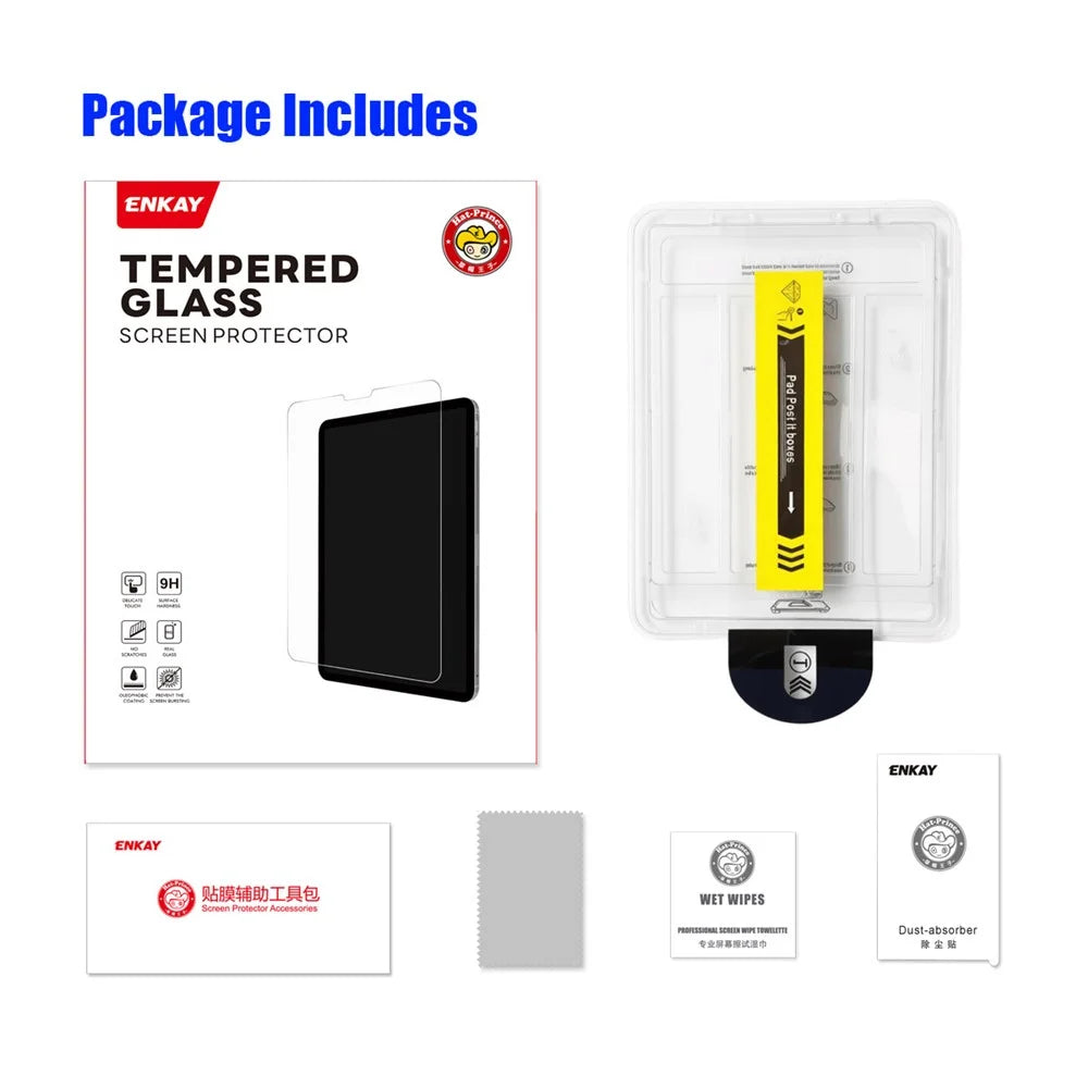 ENKAY HAT PRINCE 0.33mm Clear Film for iPad Pro 11 (2025)  /  (2024) Full Coverage Full Glue Tempered Glass Screen Protector with Installation Kit - Transparent - 7