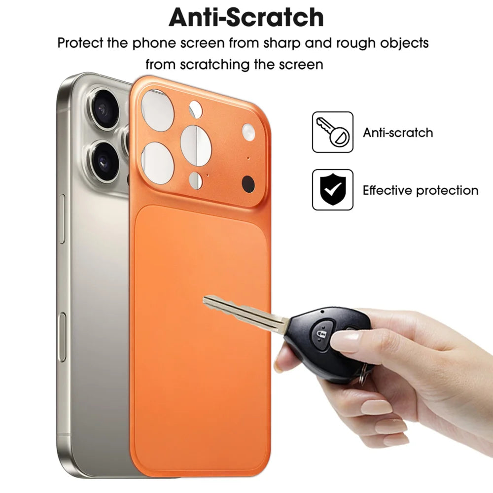 For iPhone 15 Pro Back Film Transform to 17 Pro PET Matte Ultra-Thin Anti-Fingerprint Phone Back Cover - Orange - 4