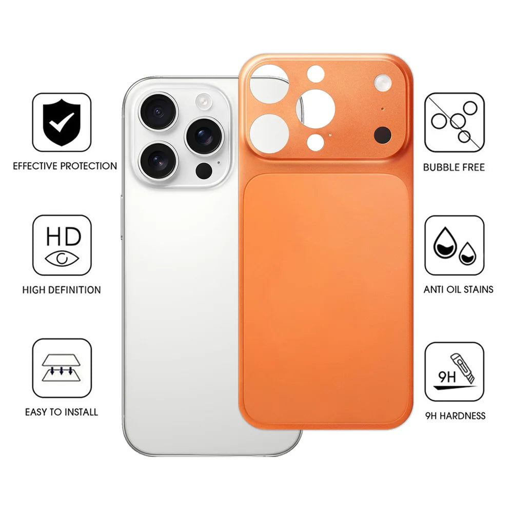 For iPhone 14 Pro Back Film Transform to 17 Pro PET Matte Ultra-Thin Anti-Fingerprint Phone Back Cover - Orange - 2