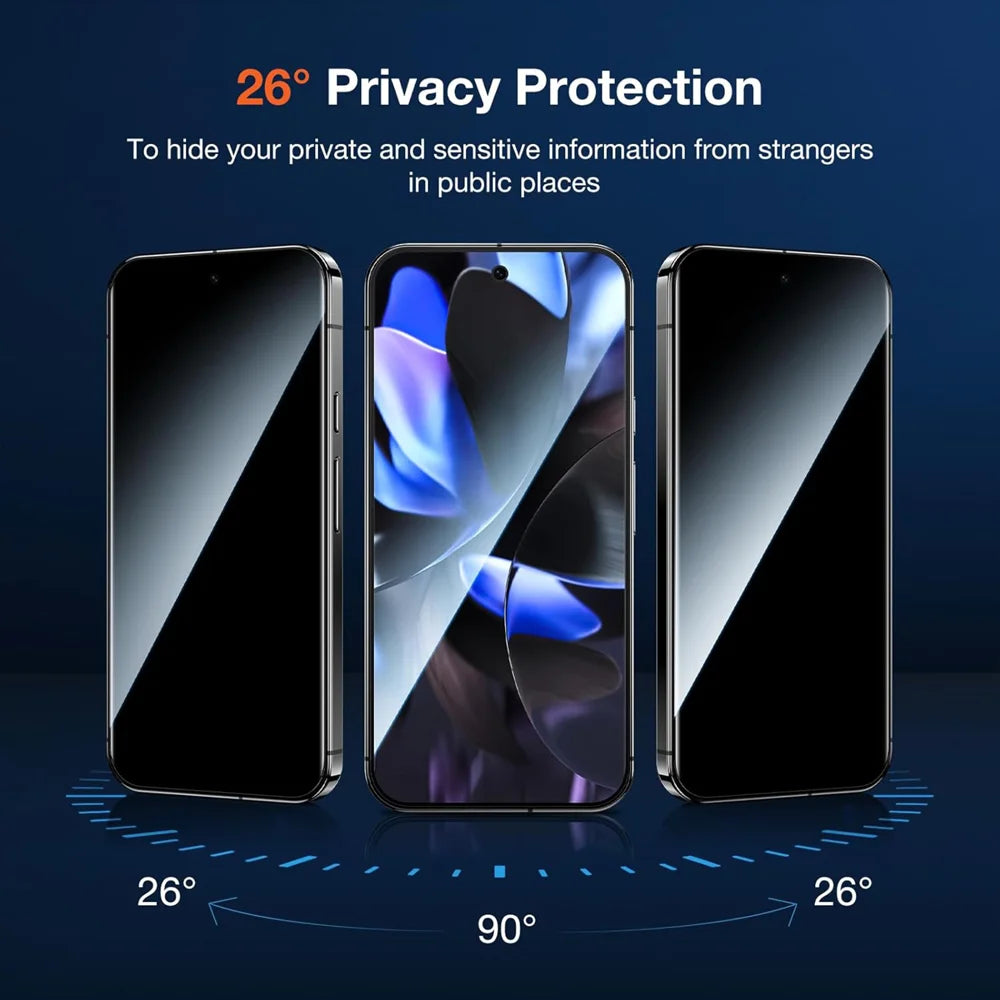For Google Pixel 8 Pro 25Pcs Anti-spy Screen Protector Silk Printing High Aluminium-silicon Glass Full Cover Anti-fingerprint Privacy Film - Black - 3