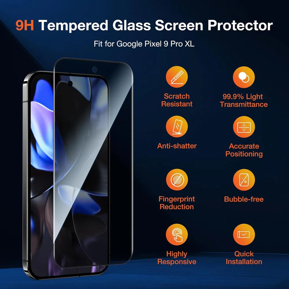 For Google Pixel 10 Pro 25Pcs Anti-spy Screen Protector Silk Printing High Aluminium-silicon Glass Full Cover Anti-fingerprint Privacy Film - Black - 2
