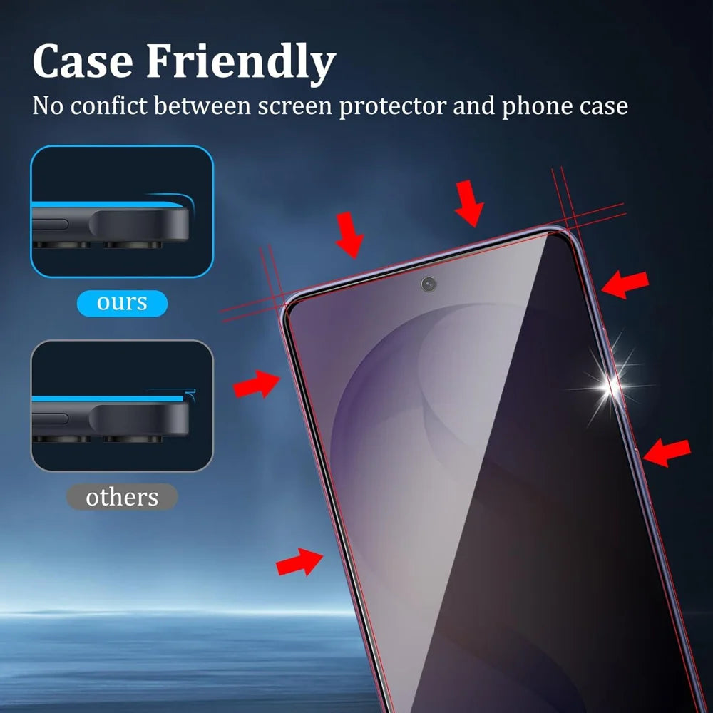 For Samsung Galaxy A26 5G 25Pcs Anti-spy Screen Protector Silk Printing High Aluminium-silicon Glass Full Cover Anti-fingerprint Privacy Film - Black - 6