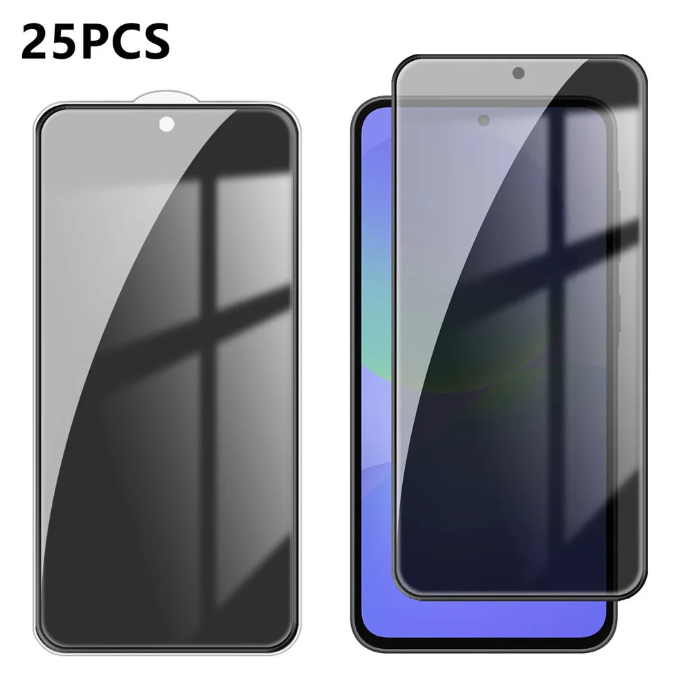 For Samsung Galaxy A36 5G 25Pcs Anti-spy Screen Protector Silk Printing High Aluminium-silicon Glass Full Cover Anti-fingerprint Privacy Film - Black - 1