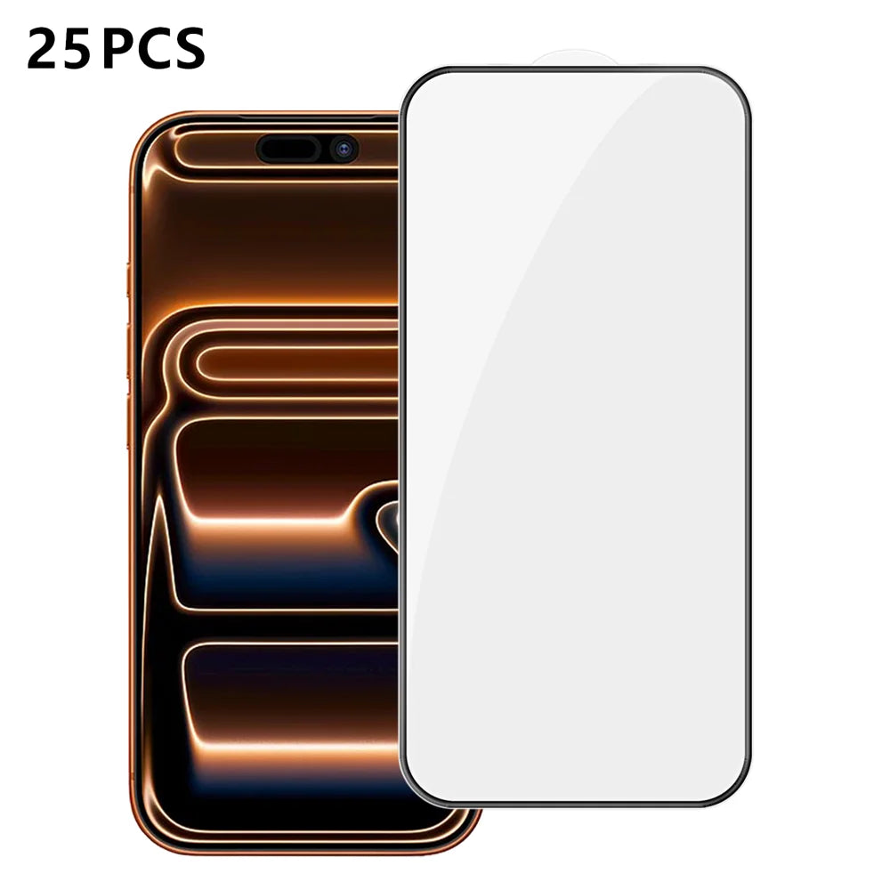 For iPhone 18 Pro / 17 Pro 25Pcs Full Cover Screen Protector Silk Printing Ultra Clear High Aluminium-silicon Glass Film - Transparent - 1