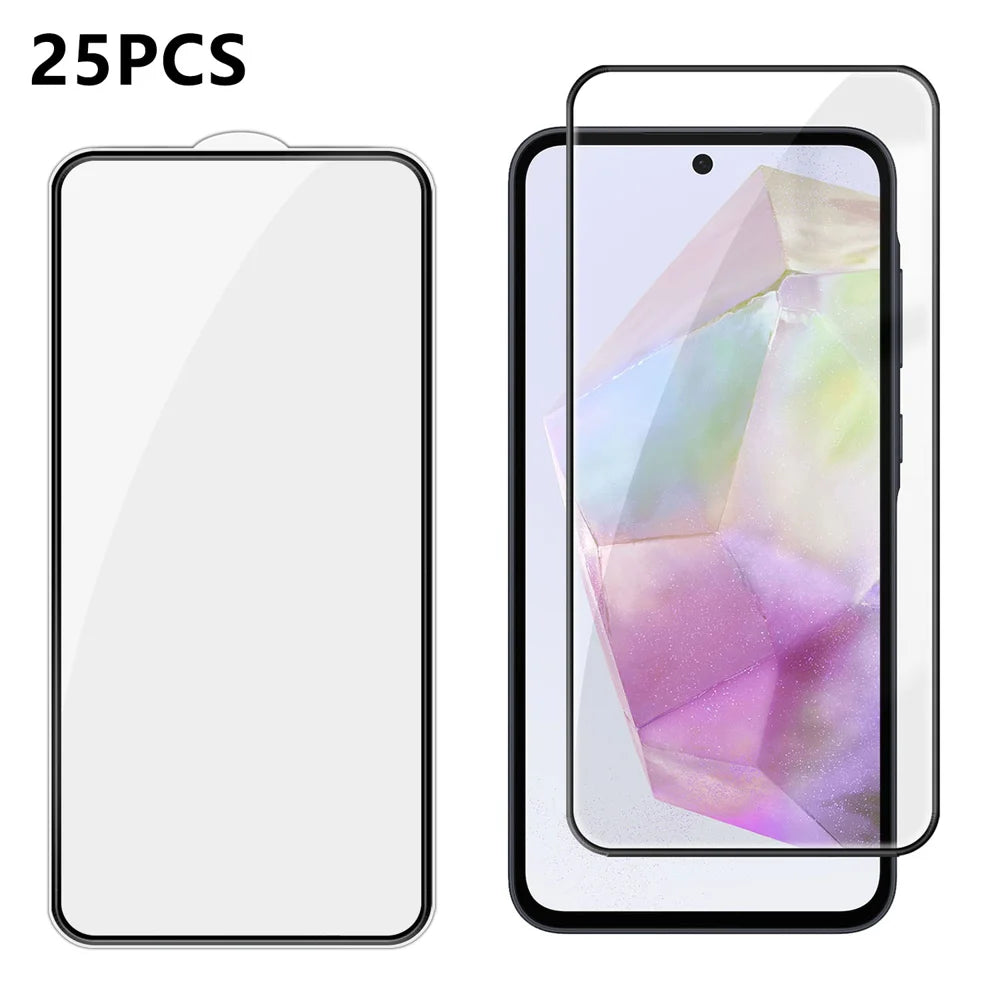 For Samsung Galaxy A35 5G 25Pcs Full Cover Screen Protector Silk Printing Ultra Clear High Aluminium-silicon Glass Film - Transparent - 1