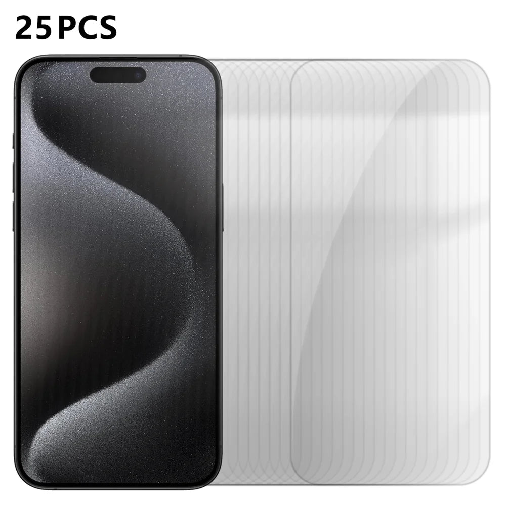 For iPhone 15 Pro 25Pcs Screen Protector Ultra Clear High Aluminium-silicon Glass Anti-fingerprint Film (Not Complete Covering) - Transparent - 1