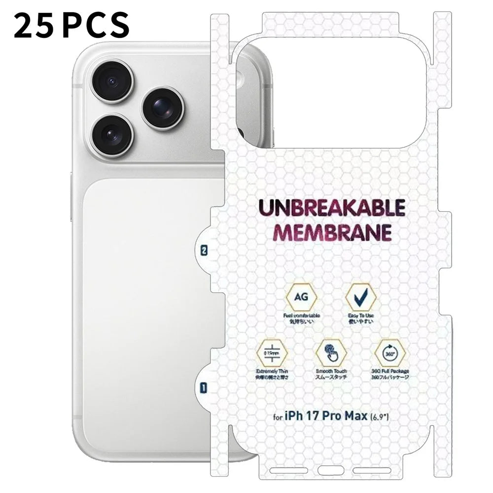 25Pcs For iPhone 17 Pro Max Back Screen Protector Full Coverage Matte TPU Hydrogel Film - 1