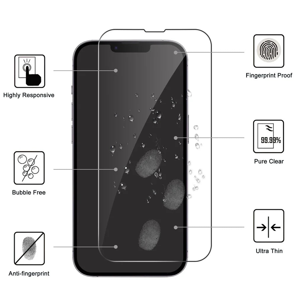 LAJABONI 2Pcs For iPhone 14 Plus HD Clear Screen Protector Anti-Explosion 2.5D Arc Edge Not Complete Covering Tempered Glass Screen Film - Transparent - 2