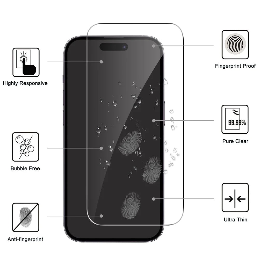 LAJABONI 2Pcs For iPhone 15 Plus HD Clear Screen Protector Anti-Explosion 2.5D Arc Edge Not Complete Covering Tempered Glass Screen Film - Transparent - 2