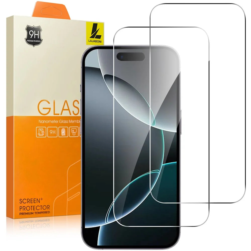 LAJABONI 2Pcs For iPhone 17 Pro HD Clear Screen Protector Anti-Explosion 2.5D Arc Edge Not Complete Covering Tempered Glass Screen Film - Transparent - 1