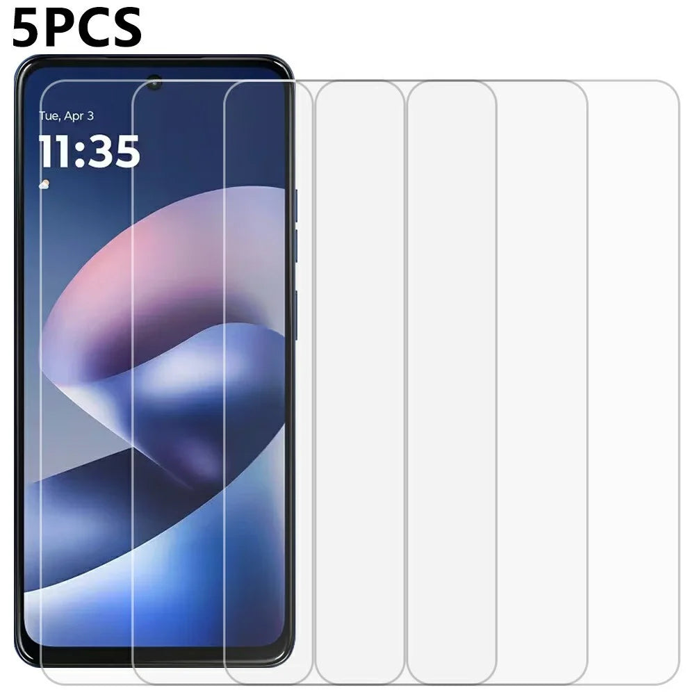 5Pcs For Motorola Moto G37 5G Front Screen Protector 0.3mm 2.5D Tempered Glass Film, Not Full Covering - Transparent - 1