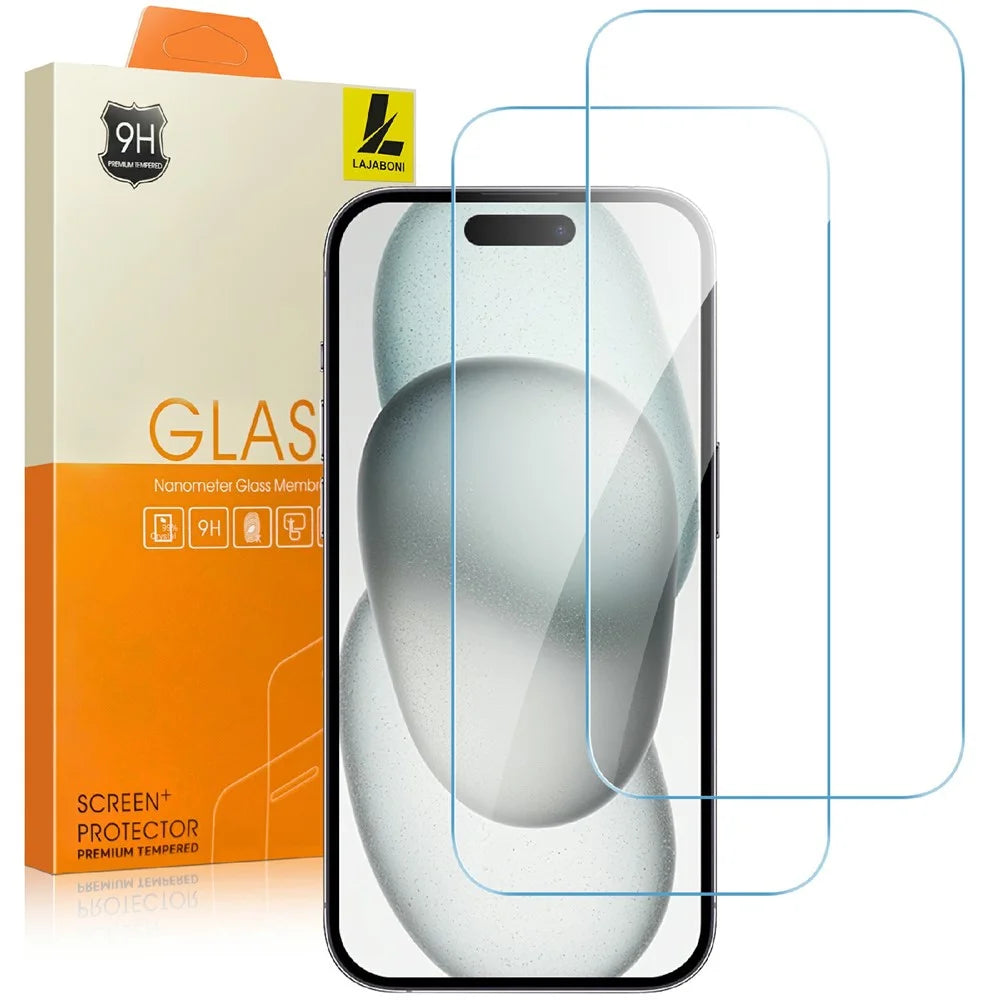 LAJABONI 2Pcs For iPhone 15 Pro HD Clear Screen Protector Anti-blue-ray Not Complete Covering Tempered Glass Screen Film - Transparent - 1